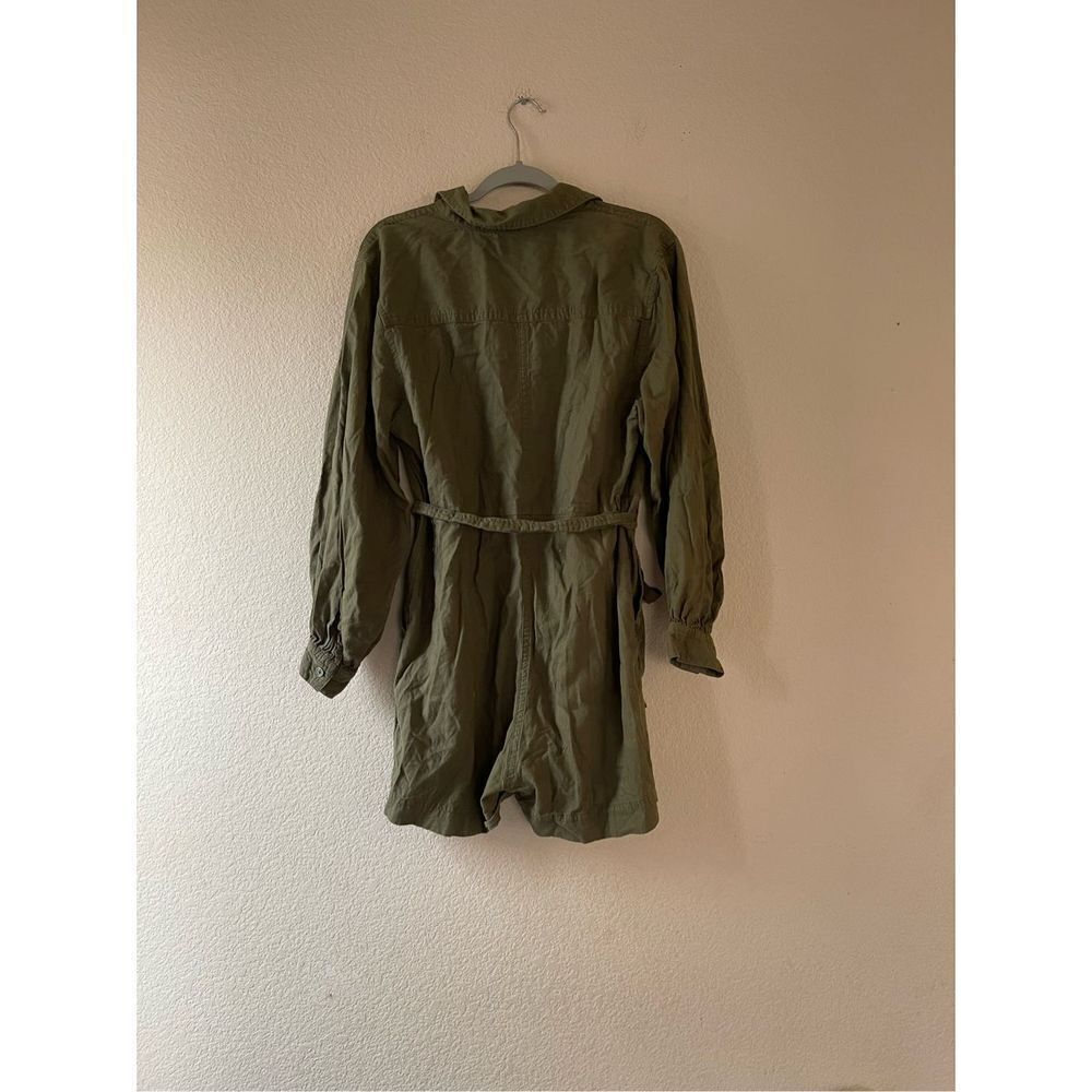 Banana republic linen blend long sleeve utility romper‎ size large - Picture 2 of 7